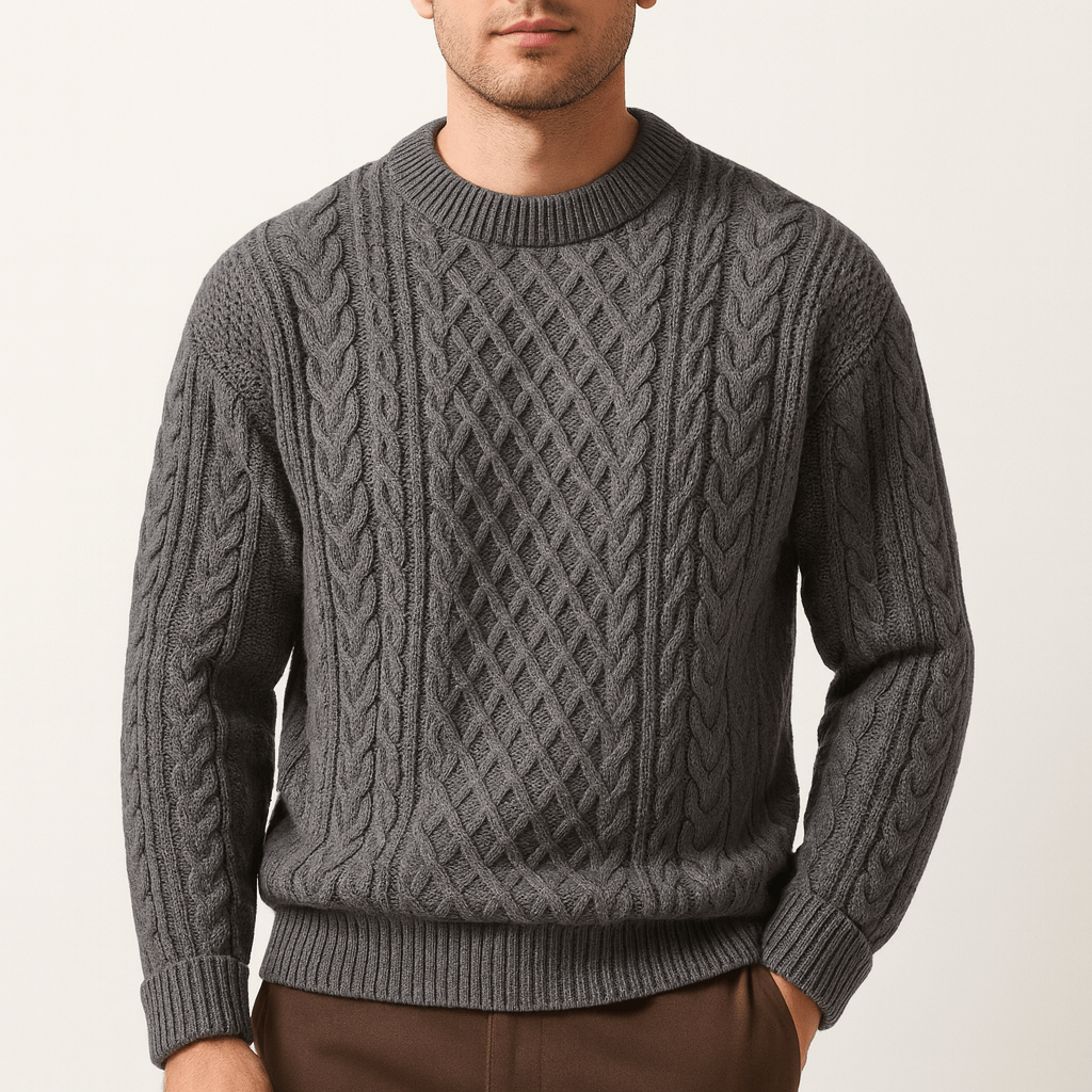 LUXEOUTFIT | Cable Knit Crew Neck Jumper