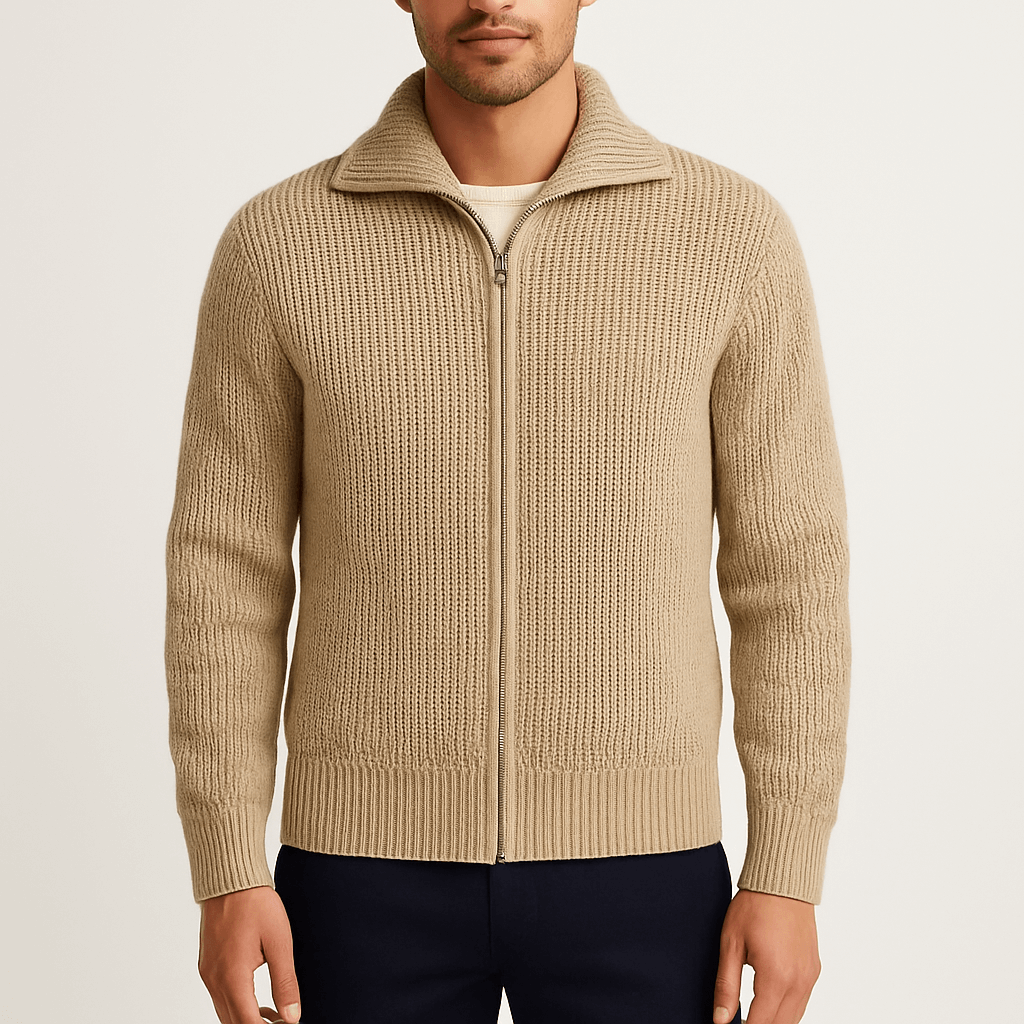 LUXEOUTFIT | Full-Zip Knit Cardigan