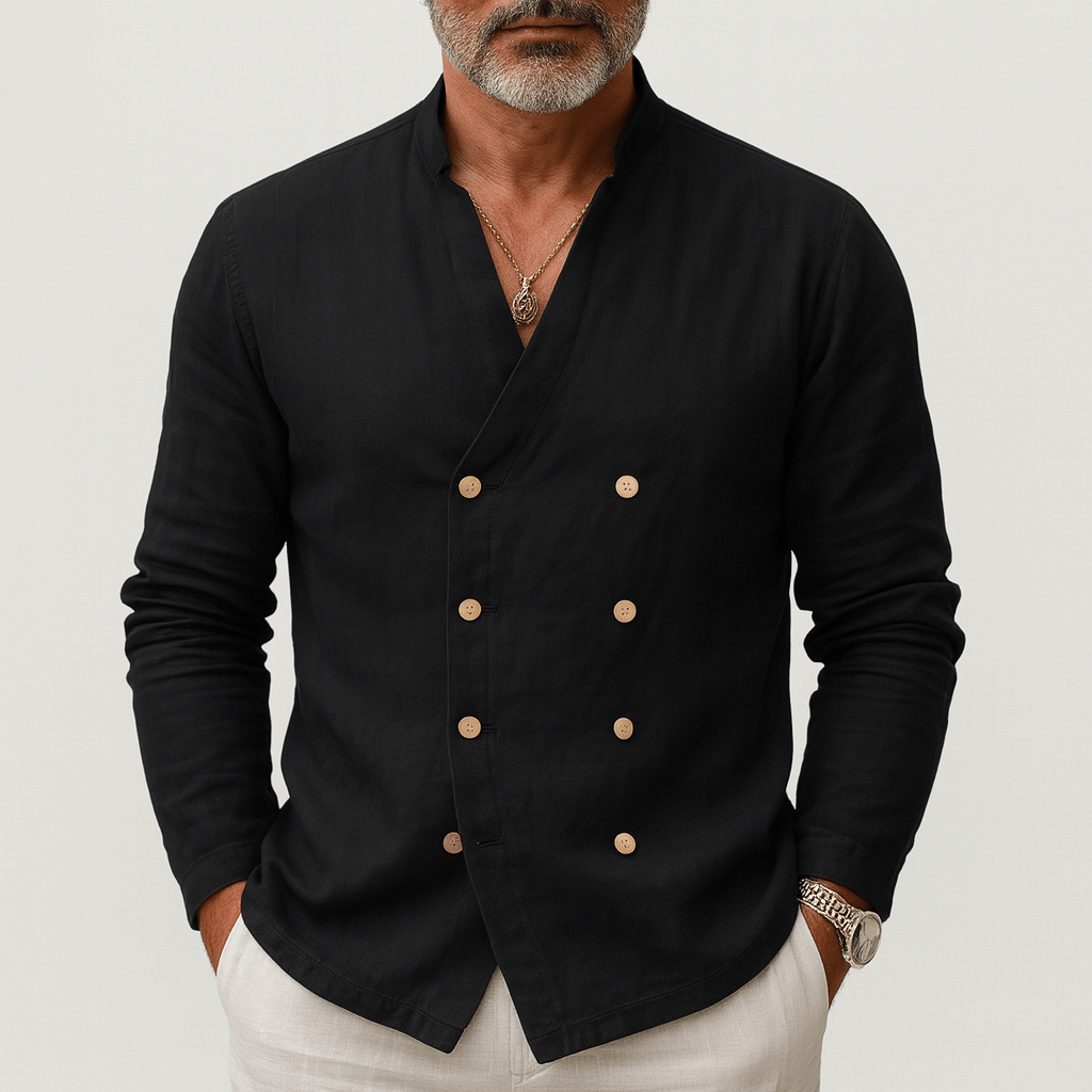 LUXEOUTFIT | Linen Double-Breasted Shirt