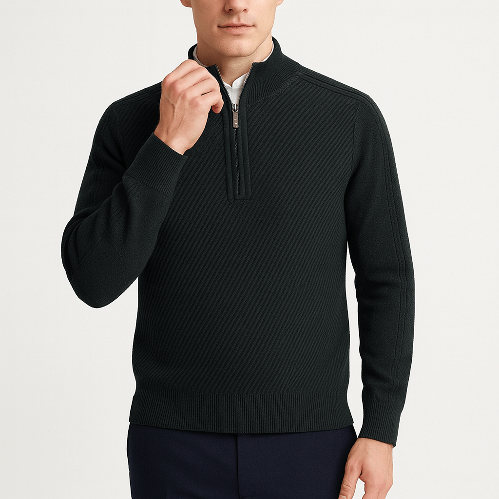 LUXEOUTFIT | Ribbed Half-Zip Sweater