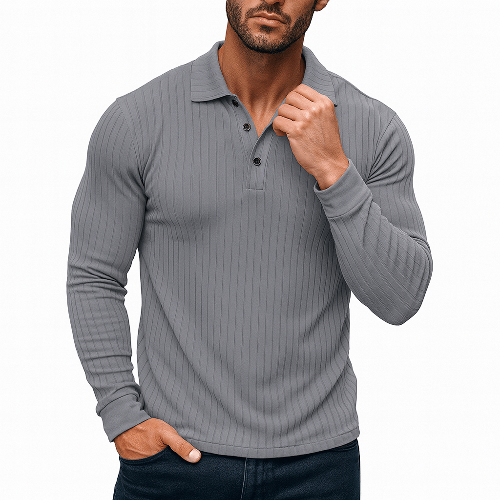LUXEOUTFIT | Ribbed Henley Shirt