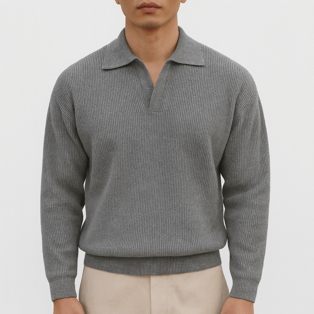 LUXEOUTFIT | Waffle Knit Polo Jumper