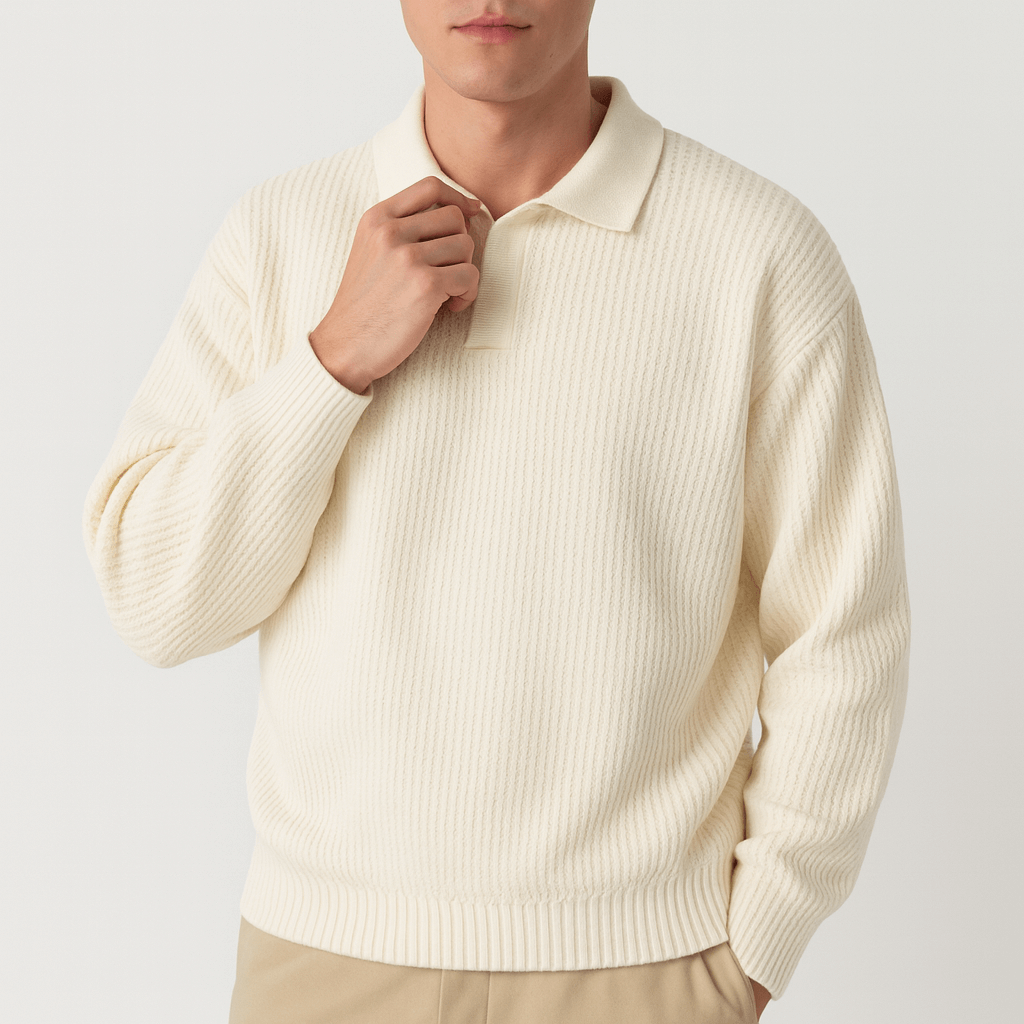 LUXEOUTFIT | Waffle Knit Polo Sweater