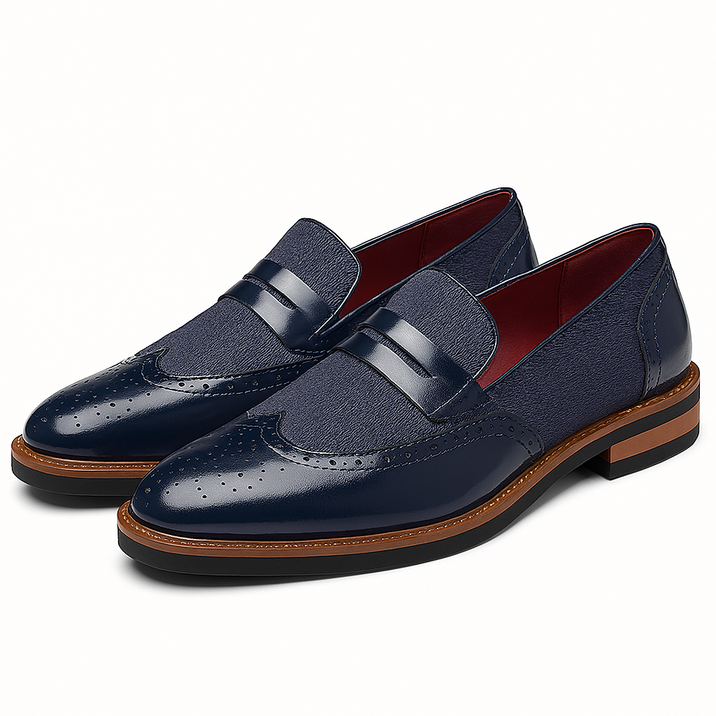 Tynro | Polished Leather Canvas Loafers Tynro