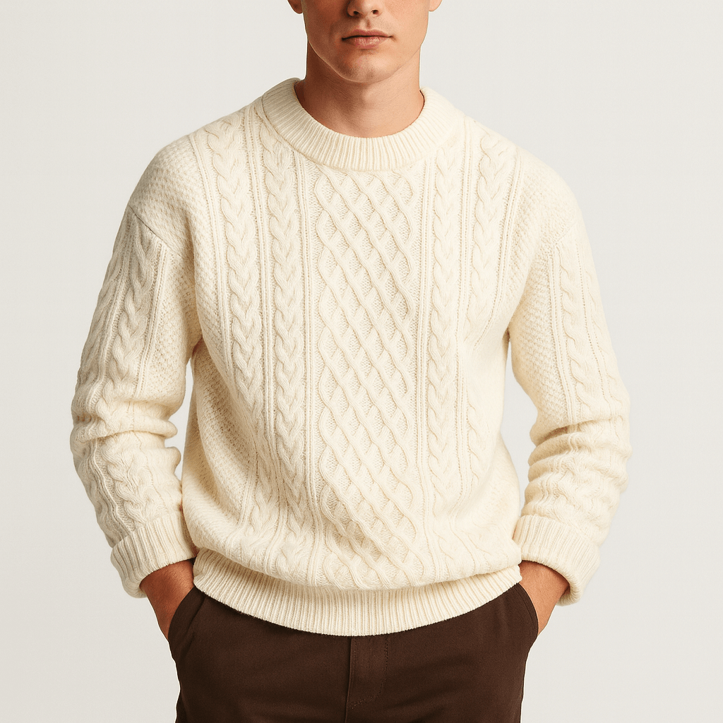 LUXEOUTFIT | Cable Knit Crew Neck Jumper