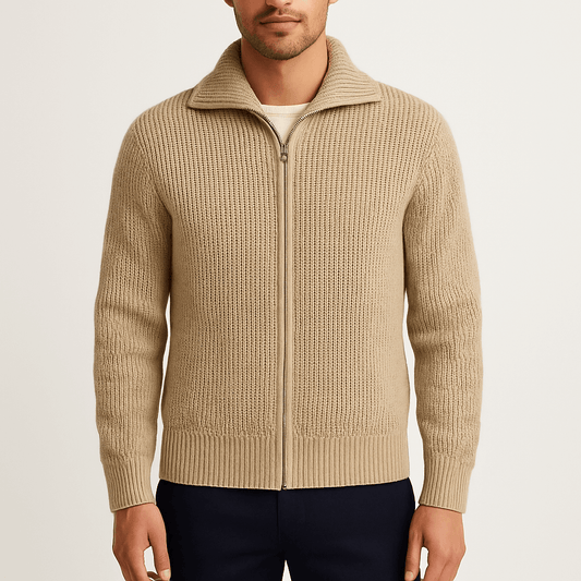 LUXEOUTFIT | Full-Zip Knit Cardigan