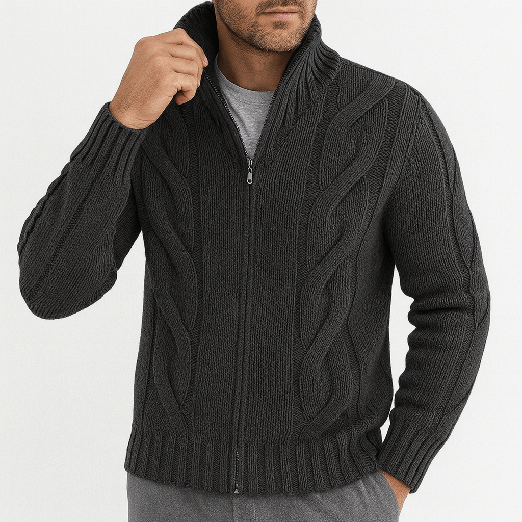 LUXEOUTFIT | Full-Zip Knit Cardigan