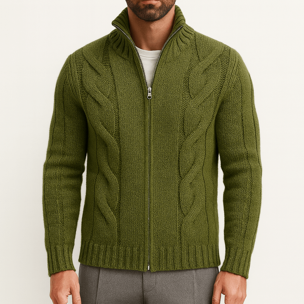 LUXEOUTFIT | Full-Zip Knit Cardigan
