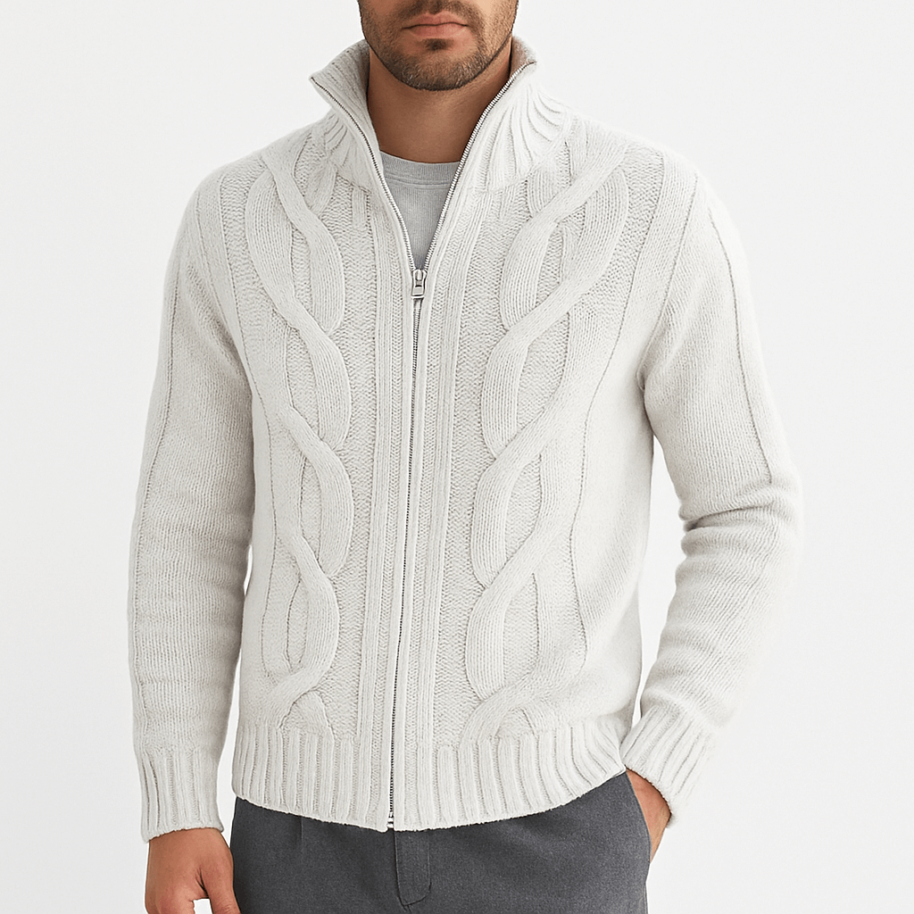 LUXEOUTFIT | Full-Zip Knit Cardigan