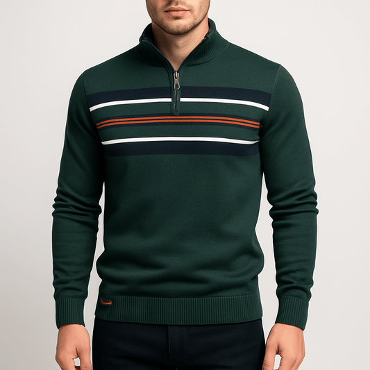 LUXEOUTFIT | Half-Zip Striped Jumper