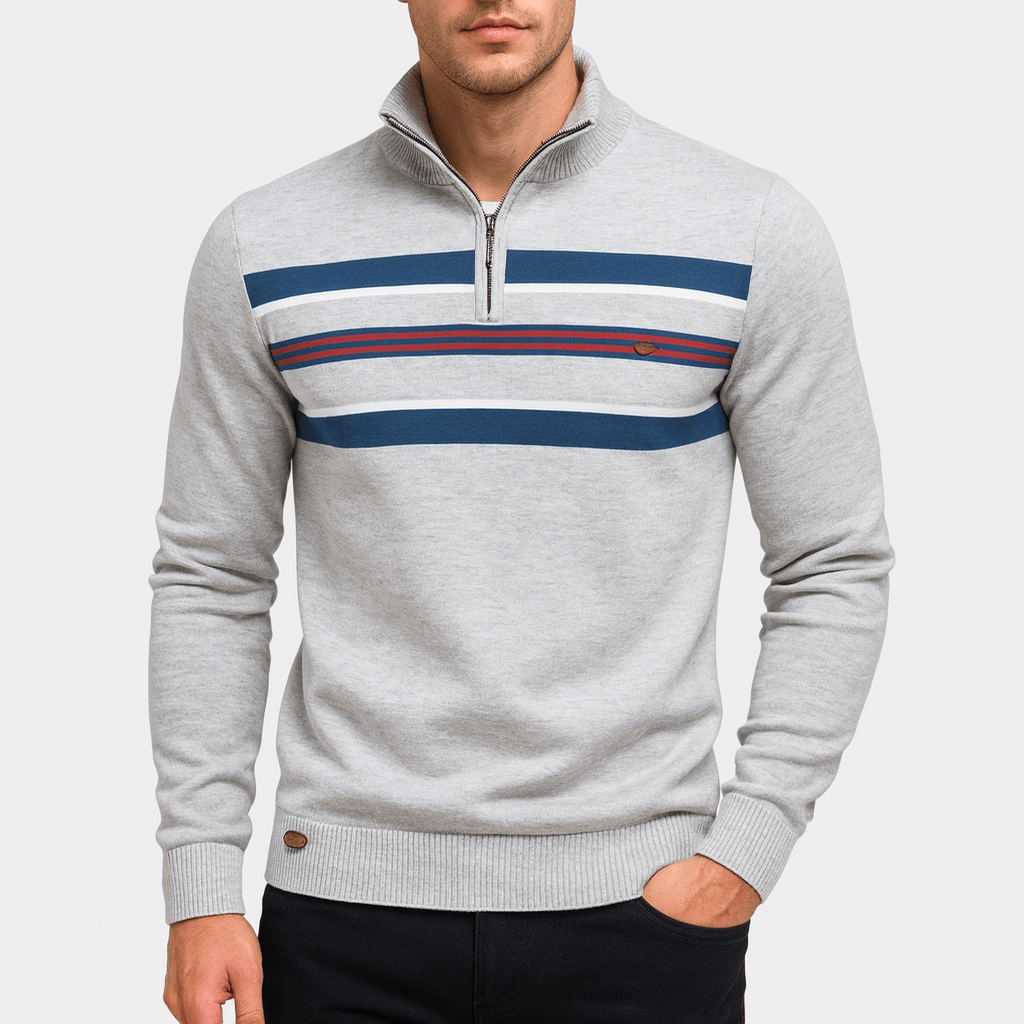 LUXEOUTFIT | Half-Zip Striped Jumper