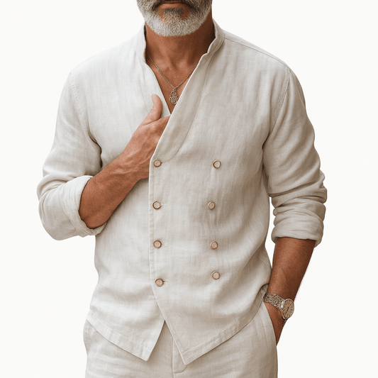 LUXEOUTFIT | Linen Double-Breasted Shirt
