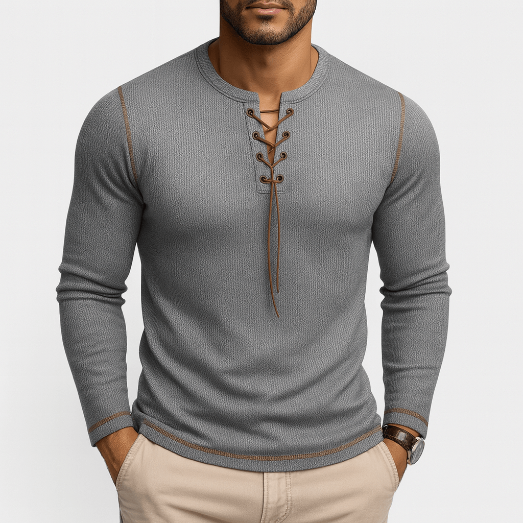 LUXEOUTFIT | Neck Long Sleeve Shirt