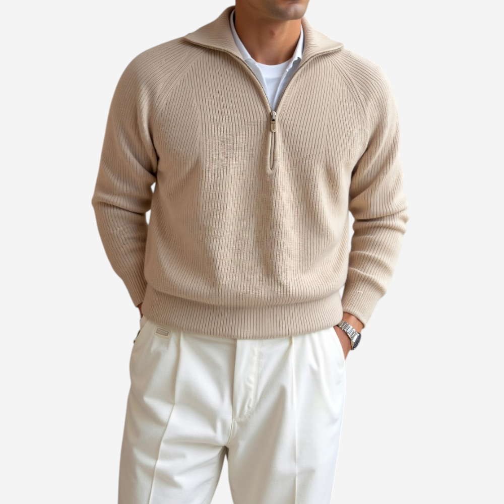 LUXEOUTFIT | Ribbed Half-Zip Sweater