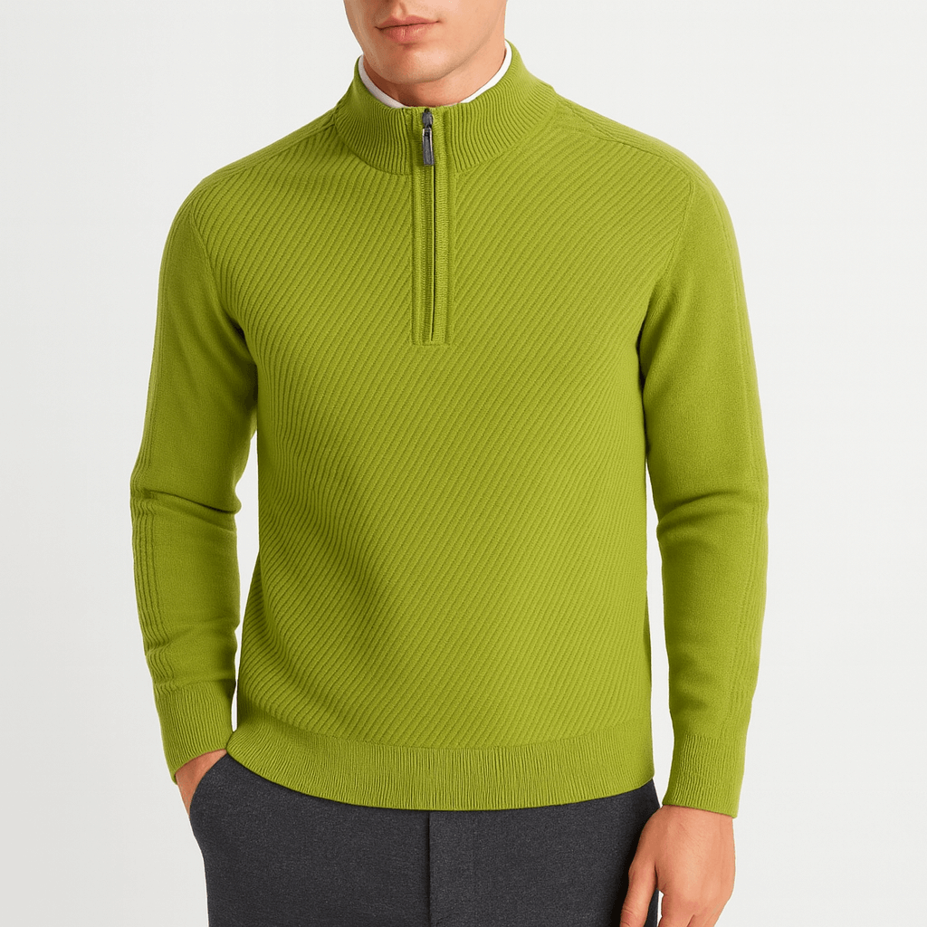 LUXEOUTFIT | Ribbed Half-Zip Sweater
