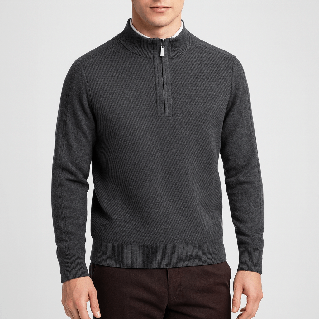 LUXEOUTFIT | Ribbed Half-Zip Sweater