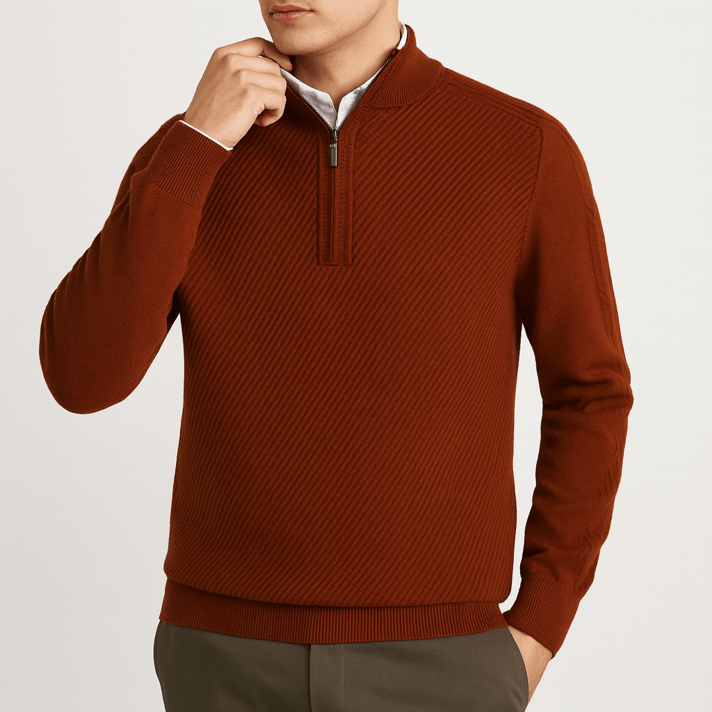 LUXEOUTFIT | Ribbed Half-Zip Sweater