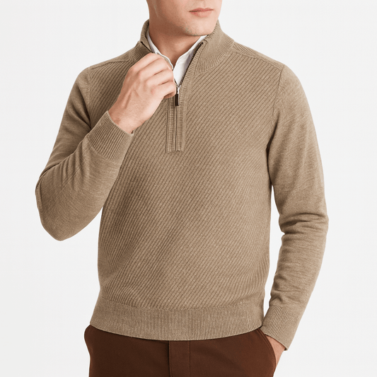 LUXEOUTFIT | Ribbed Half-Zip Sweater