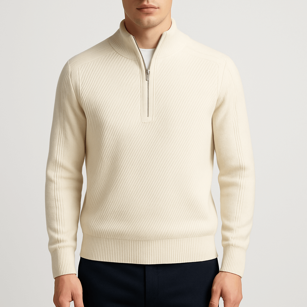 LUXEOUTFIT | Ribbed Half-Zip Sweater