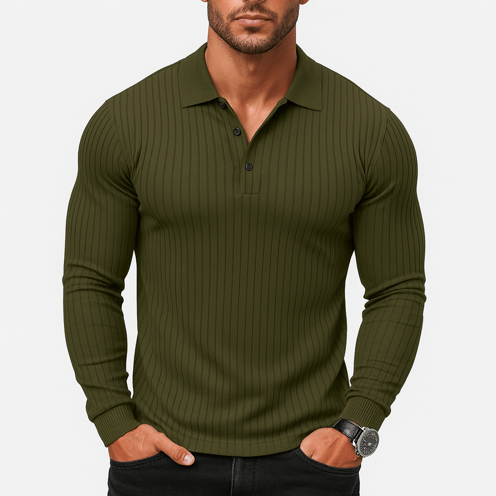 LUXEOUTFIT | Ribbed Henley Shirt