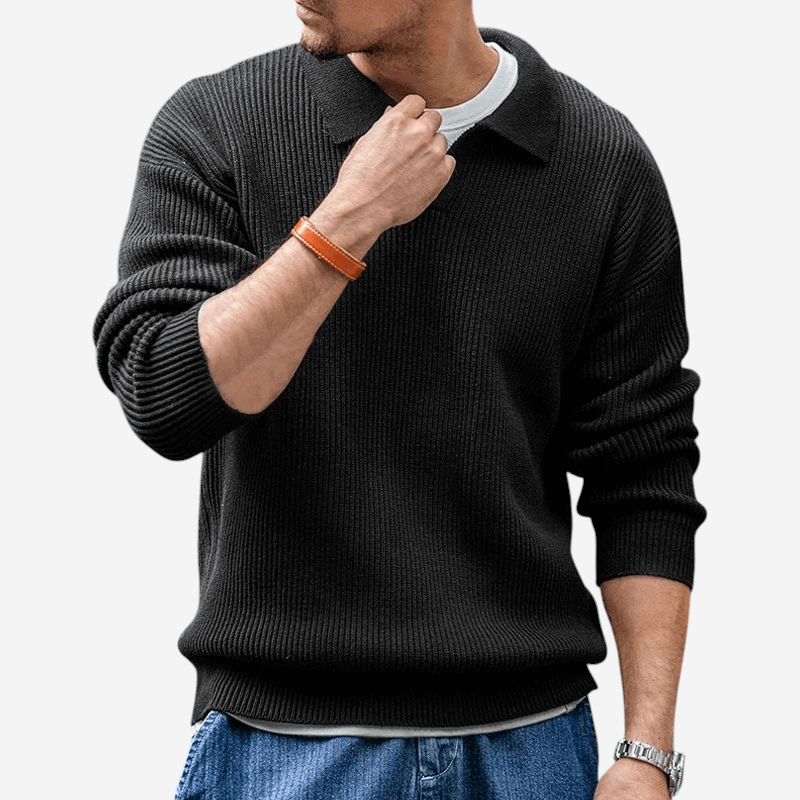 LUXEOUTFIT | Ribbed Polo Sweater