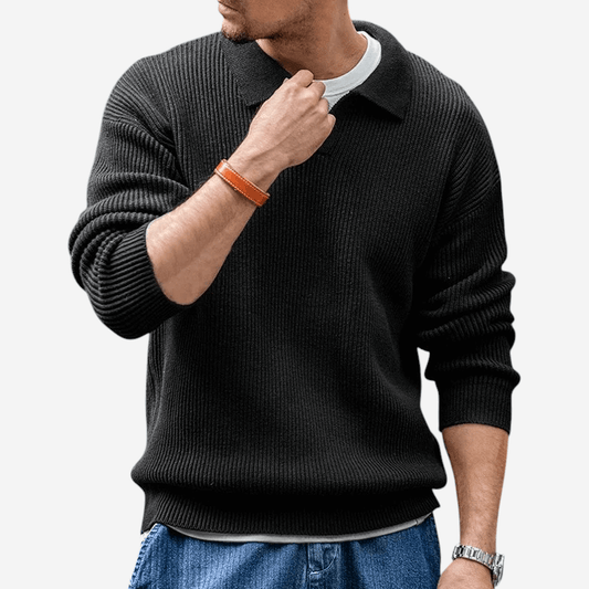 LUXEOUTFIT | Ribbed Polo Sweater