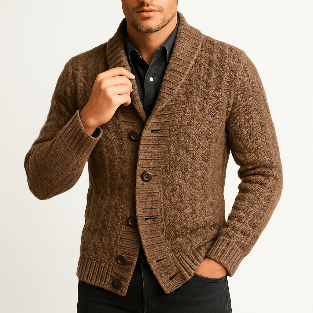 LUXEOUTFIT | Shawl Collar Cable Knit Cardigan