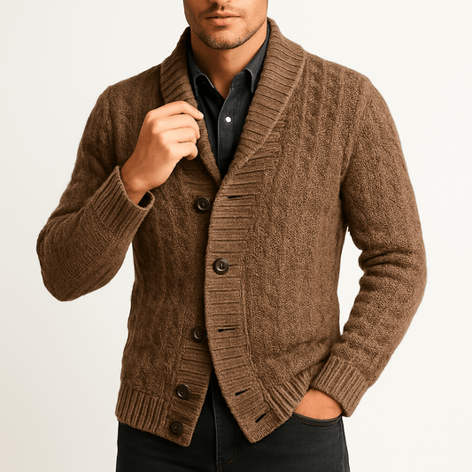 LUXEOUTFIT | Shawl Collar Cable Knit Cardigan