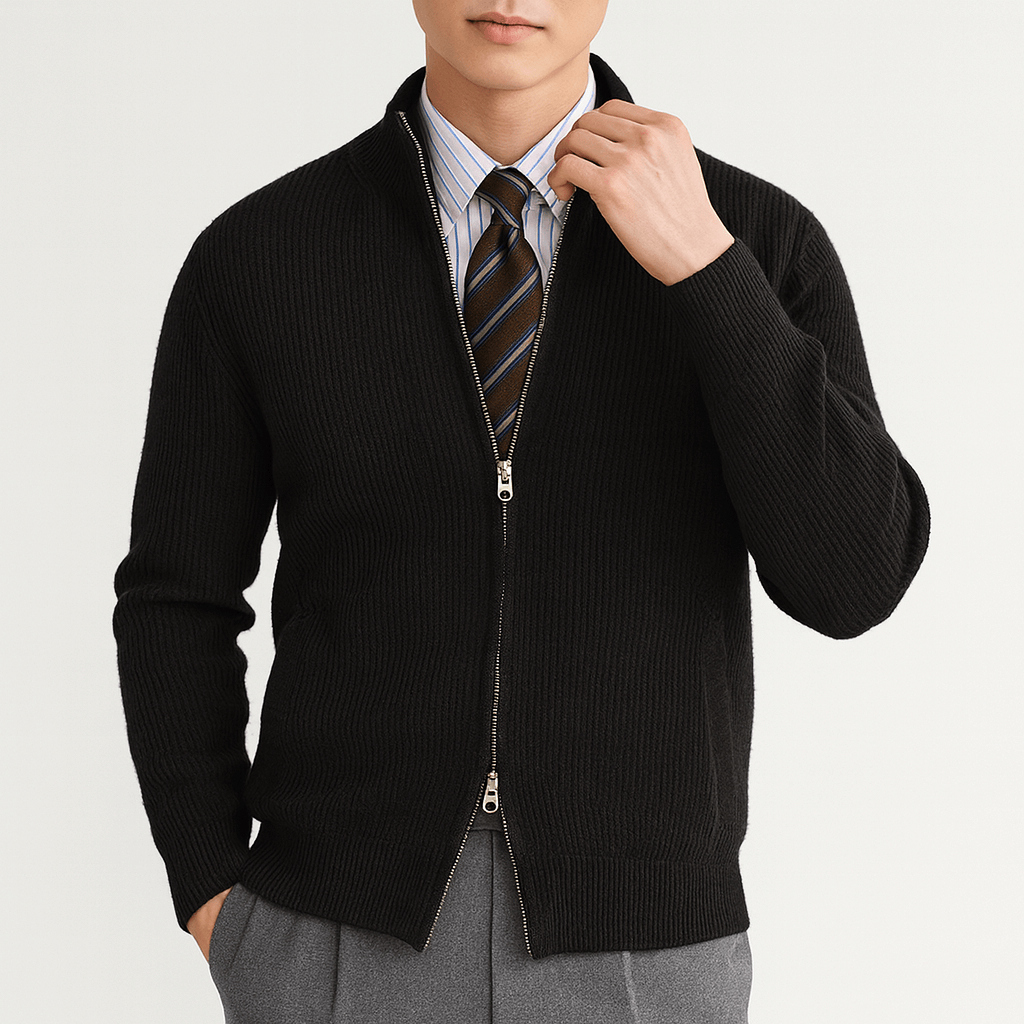 LUXEOUTFIT | Slim Fit Zip Cardigan