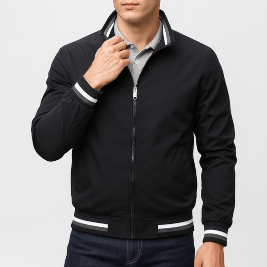 LUXEOUTFIT | Striped Collar Bomber