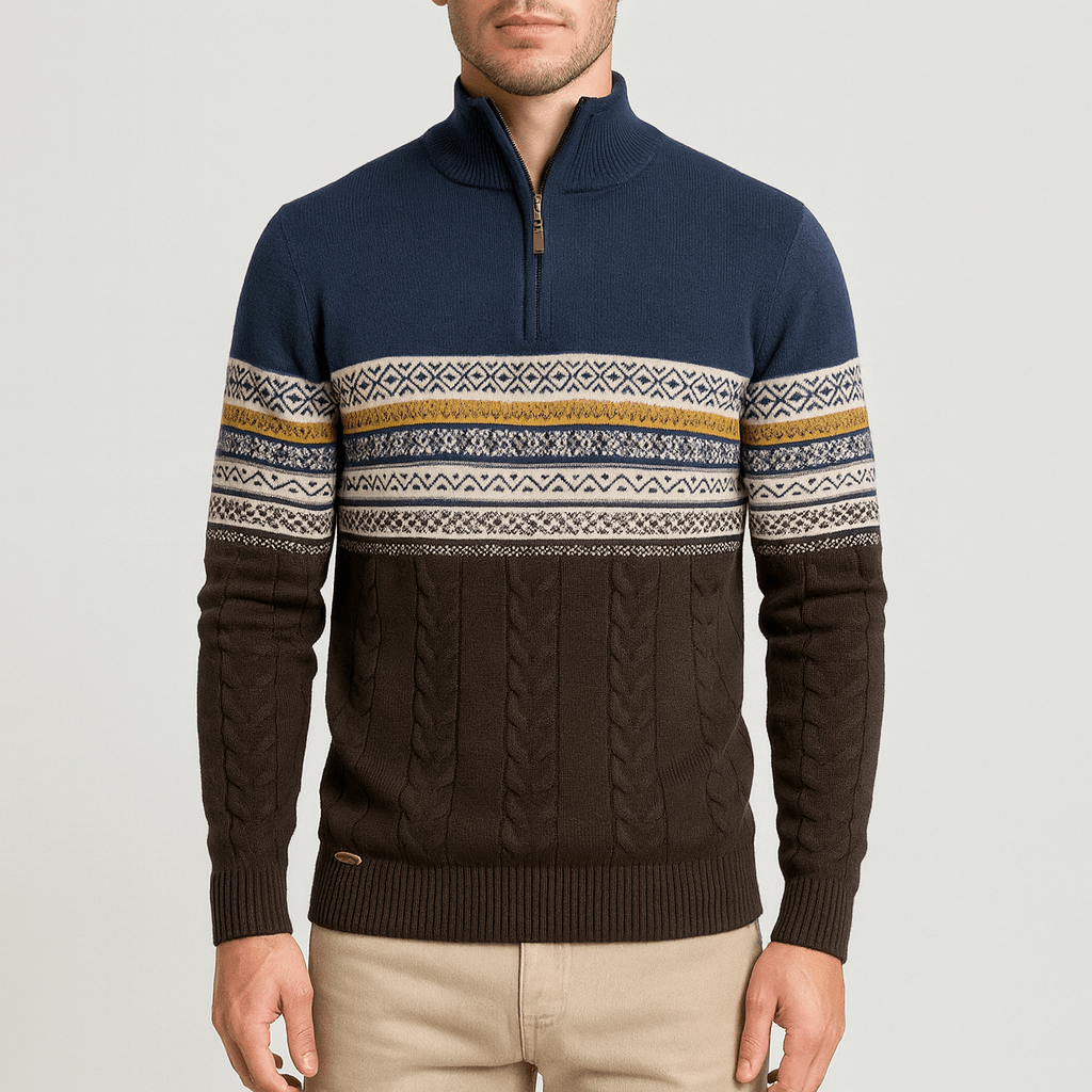 LUXEOUTFIT | Striped Quarter-Zip Sweater