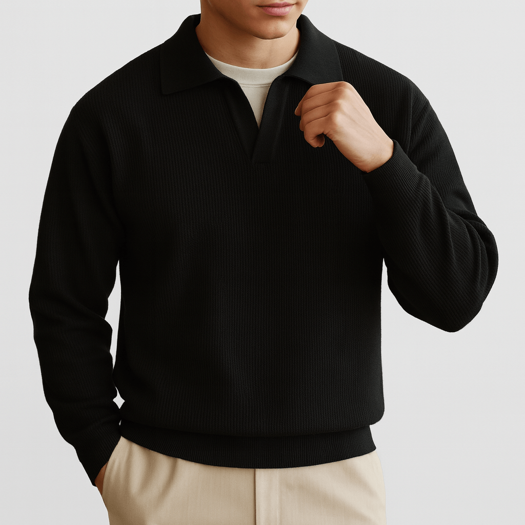 LUXEOUTFIT | Waffle Knit Polo Jumper