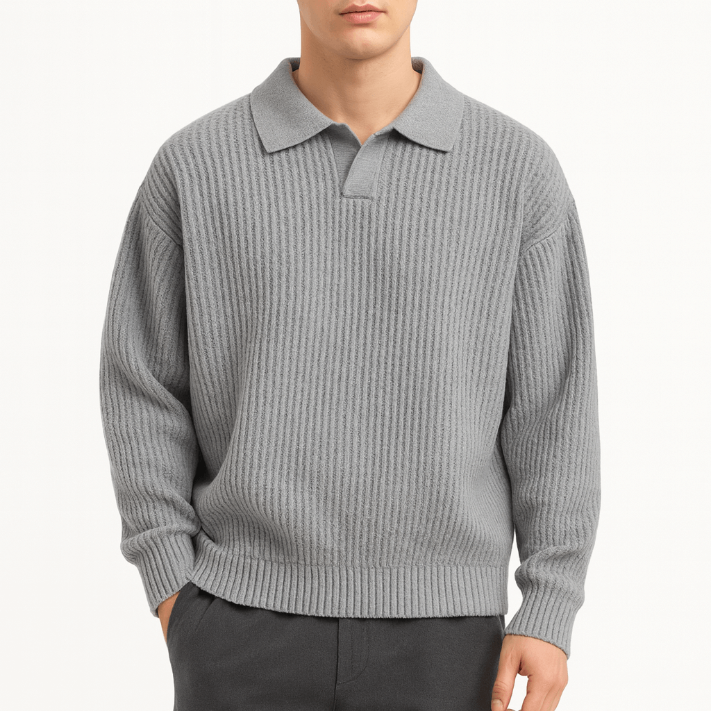 LUXEOUTFIT | Waffle Knit Polo Sweater