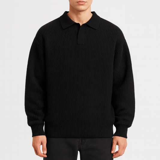 LUXEOUTFIT | Waffle Knit Polo Sweater