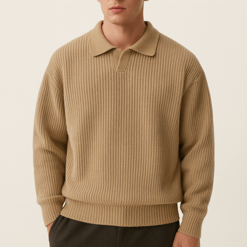 LUXEOUTFIT | Waffle Knit Polo Sweater