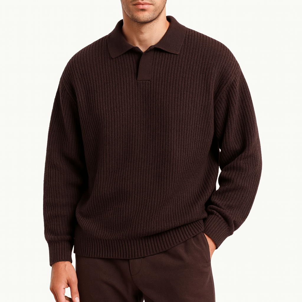 LUXEOUTFIT | Waffle Knit Polo Sweater