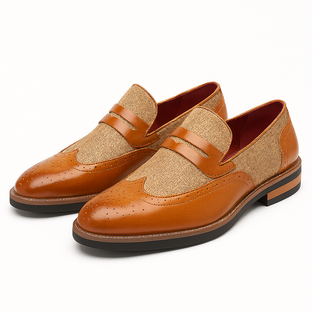 Tynro | Polished Leather Canvas Loafers Tynro