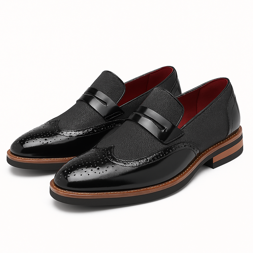 Tynro | Polished Leather Canvas Loafers Tynro