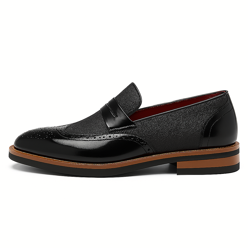 Tynro | Polished Leather Canvas Loafers Tynro