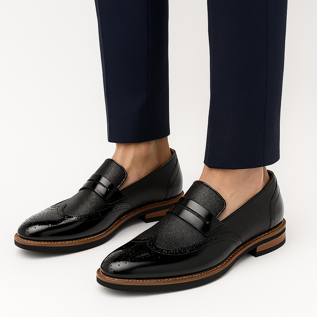 Tynro | Polished Leather Canvas Loafers Tynro