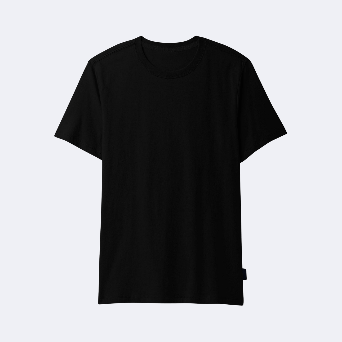 Men's Basic Black Cotton T-Shirt Regular Fit Short Sleeve