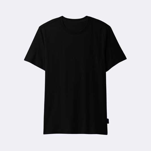 Men's Basic Black Cotton T-Shirt Regular Fit Short Sleeve