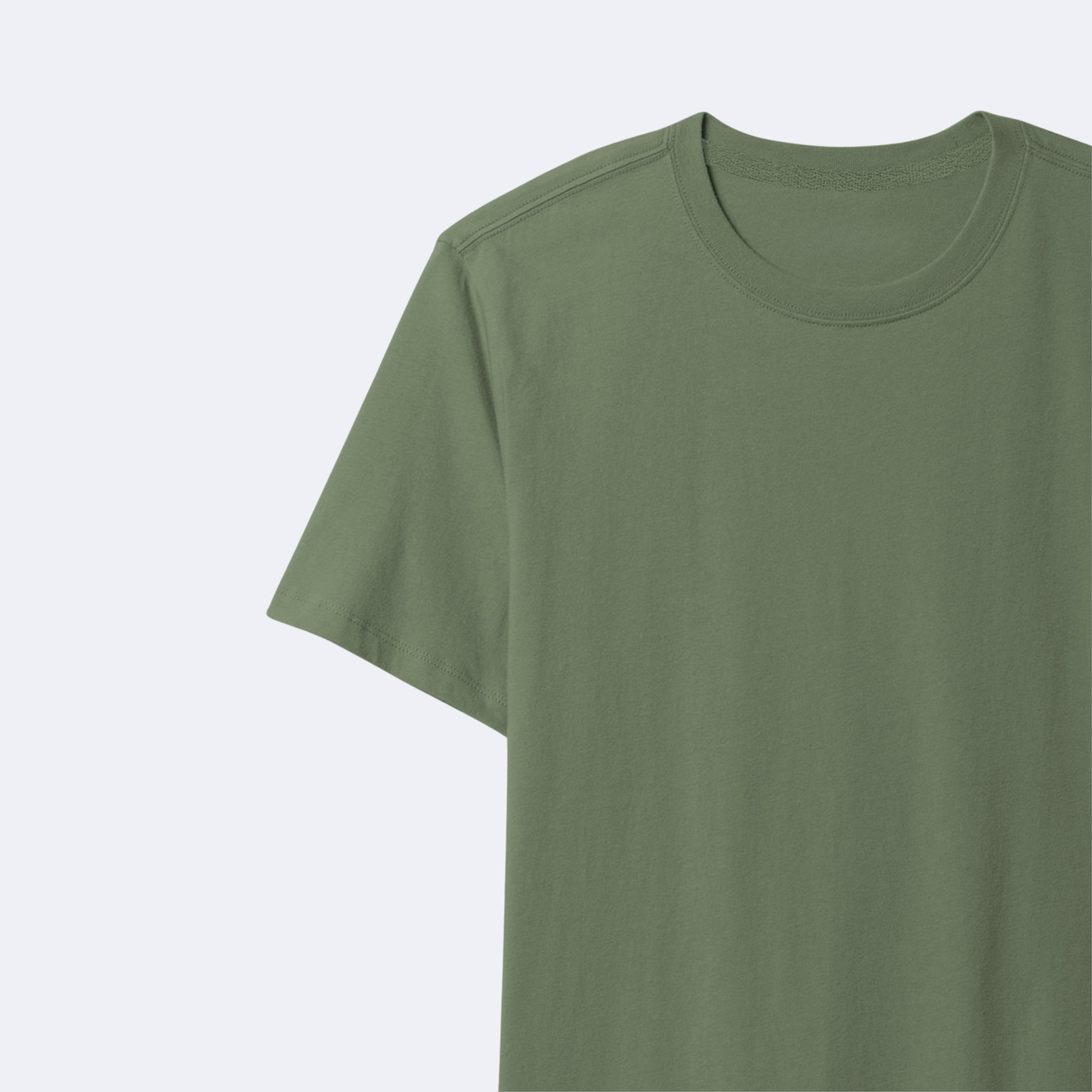 Men's Basic Olive Green Cotton T-Shirt Regular Fit Short Sleeve