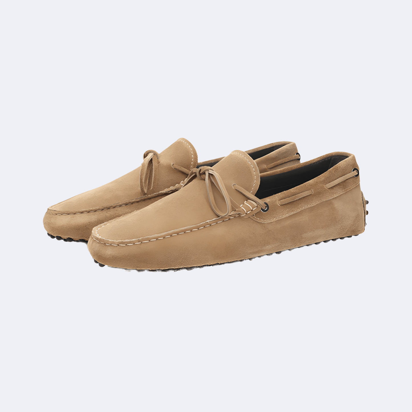 Men's Beige Suede Loafers Slip On Comfortable Versatile Classic Design